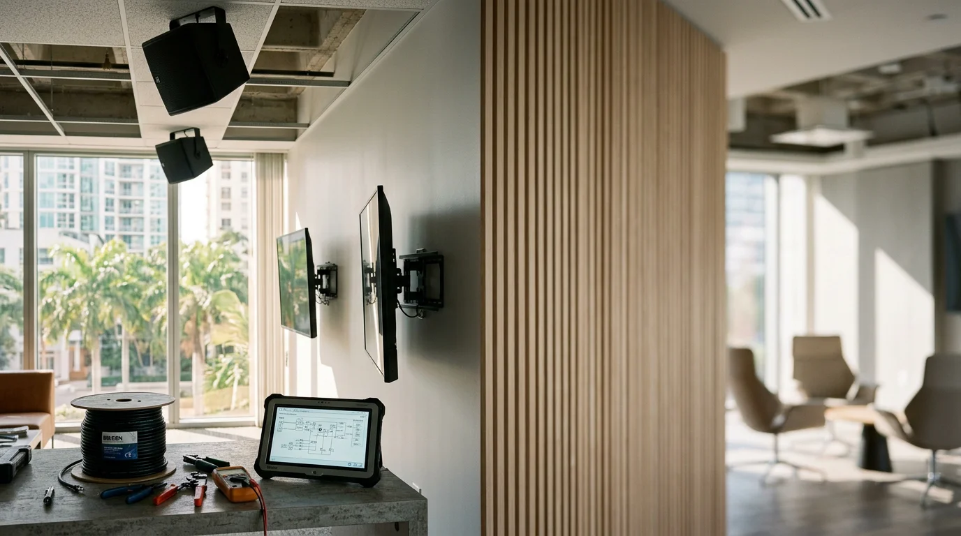 Audio and video equipment installed in a residential or commercial setting